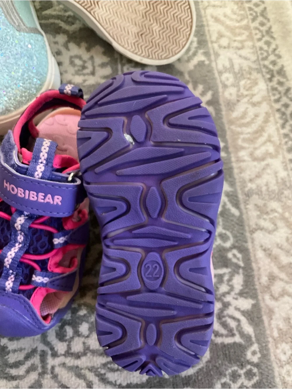 OshKosh B'gosh Glitter Sneakers Pink Floral Water Shoes Hobibear sandals 6